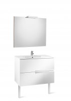 Roca Victoria-N Gloss White 1000mm Base Unit with Basin, Mirror and LED Spotlight
