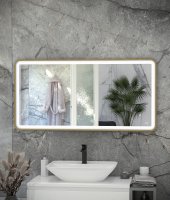 RAK Picture Soft 600x1000mm Silver Led Mirror - Brushed Gold