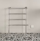 Bisque Osbourne traditional Electric towel Rail - 850mm x 600mm - Bright Nickel