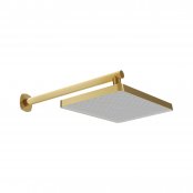 Vado Cameo Fixed Rectangular Shower Head with Wall Mounted Arm - Satin Brass