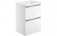 Purity Collection Carina 615mm 2 Drawer Floor Standing Basin Unit Inc. Basin - White Gloss