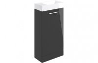 Purity Collection Volti 410mm Floor Standing 1 Door Basin Unit & Basin - Anthracite Gloss