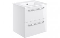 Purity Collection Volti 510mm Wall Hung 2 Drawer Basin Unit & Basin - White Gloss
