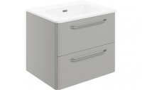 Purity Collection Garbo 610mm 2 Drawer Wall Unit & Basin - Grey Gloss