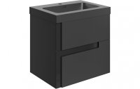 Purity Collection Diverge 605mm Wall Hung 2 Drawer Basin Unit & Co-ordinating Basin - Matt Black & Glass