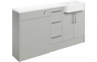 Purity Collection Aurora 1542mm Basin Toilet & 3 Drawer Unit Pack (RH) - Light Grey Gloss