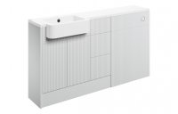 Purity Collection Textura 1542mm Basin Toilet & 3 Drawer Unit Pack (LH) - Matt White