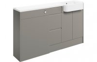 Purity Collection Valento 1542mm Basin Toilet & 3 Drawer Unit Pack (RH) - Pearl Grey Gloss