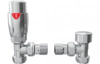 Purity Collection Round Thermostatic Chrome Radiator Valves - Angled