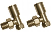 Purity Collection Brushed Brass Radiator Valves - Angled