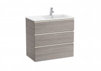 Roca The Gap City Oak 800mm 3 Drawer Vanity Unit with Right Handed Basin