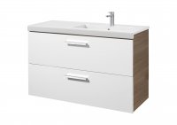 Roca Prisma Gloss White & Textured Ash 1100mm Basin & Unit with 2 Drawers - Right Hand