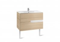 Roca Victoria-N Textured Oak 800mm Square Basin & Unit with 2 Drawers