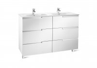 Roca Victoria-N Gloss White 1200mm Double Basin & Unit with 6 Drawers