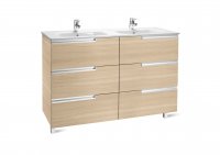 Roca Victoria-N Textured Oak 1200mm Double Basin & Unit with 6 Drawers