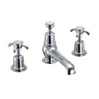 Burlington Anglesey Quarter Turn 3 Hole Basin Mixer with Pop-Up Waste - White