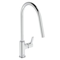 Ideal Standard Gusto single lever round C spout kitchen mixer with Bluestart technology, chrome