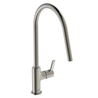 Ideal Standard Gusto single lever round C spout kitchen mixer with Bluestart technology, silver storm