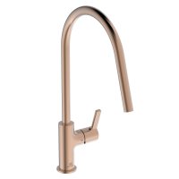 Ideal Standard Gusto single lever round C spout kitchen mixer with Bluestart technology, sunset rose