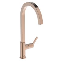 Ideal Standard Gusto single lever square C spout kitchen mixer with Bluestart technology, sunset rose