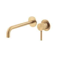 Vado Individual Origins Knurled Slimline 2 Hole Wall Mounted Single Lever Basin Mixer with Knurled Handle - Brushed Gold