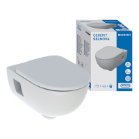 Geberit Selnova Rimless Semi-Shrouded Wall-Hung Toilet & Soft Close, Quick Release Seat Pack