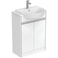 Ideal Standard Connect Air 600mm Floor Standing Semi Countertop Basin Unit (Gloss White with Matt White Interior) - Stock Clearance