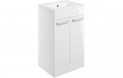 Purity Collection Volti 510mm Floor Standing 2 Door Basin Unit & Basin - White Gloss