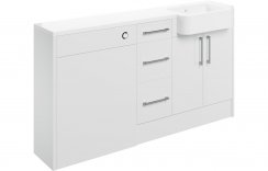 Purity Collection Aurora 1542mm Basin Toilet & 3 Drawer Unit Pack (RH) - White Gloss