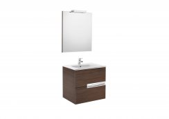 Roca Victoria-N Textured Wenge 600mm Base Unit with Basin, Mirror and LED Spotlight
