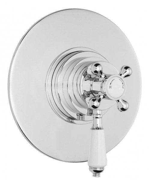 Bayswater White & Chrome Round Dual Thermostatic Concealed Valve