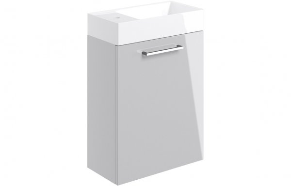 Purity Collection Volti 410mm Wall Hung 1 Door Basin Unit & Basin - Grey Gloss