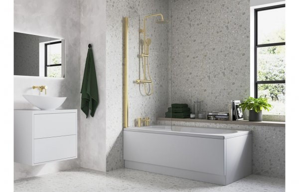 Purity Collection Single Straight Bath Screen - Brushed Brass