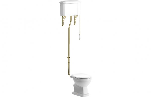 Purity Collection Chateau High Level Toilet w/Brushed Brass Finish & Soft Close Seat