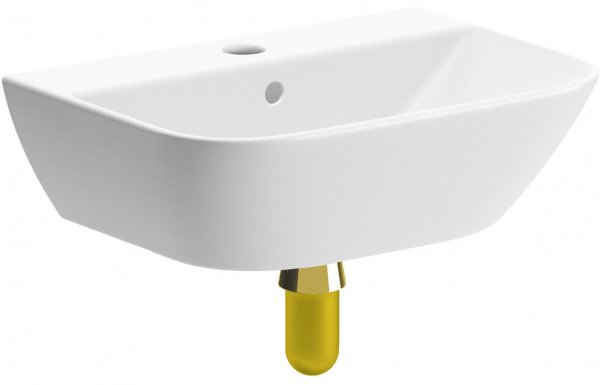 Purity Collection Forestglow 450x320mm 1 Tap Hole Cloakroom Basin & Brushed Brass Bottle Trap