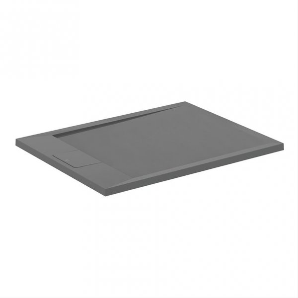 Ideal Standard i.life Ultra Flat S 900 x 700mm Rectangular Shower Tray with Waste - Concrete Grey