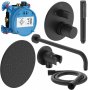 Ideal Standard Ceratherm T100 Complete Thermostatic Round Shower Head Set - Silk Black