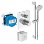 Ideal Standard Ceratherm C100 Built-In Chrome Square Shower Pack with 3 Function Idealrain Shower Kit