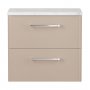 Britton Camberwell 600mm Wall Hung Warm Beige Unit with Carrara Marble Worktop