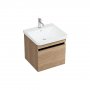 Britton Dalston 500mm Wall Hung Golden Oak Single Drawer Unit and Basin