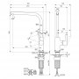 Ideal Standard Gusto single lever L spout kitchen mixer with Bluestart technology, chrome