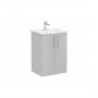 Vitra Root 60cm Basin Unit with Two Doors - High Gloss Pearl Grey