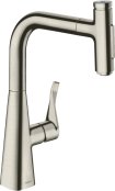 Hansgrohe Metris Select M71 Single Lever Kitchen Mixer with Pull-Out Spray - Stainless Steel Finish