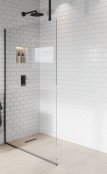 Purity Collection 700mm Matt Black Wetroom Panel with Ceiling Bar