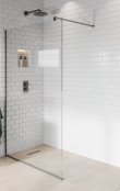 Purity Collection 900mm Matt Anthracite Wetroom Panel with wall Support