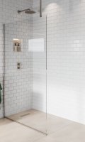 Purity Collection 800mm Brushed Nickel Wetroom Panel with Ceiling Bar