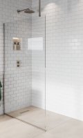 Purity Collection 900mm Brushed Nickel Wetroom Panel with Ceiling Bar