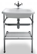 Burlington Natural Stone Medium Roll Top Basin 65cm with Chrome Wash Stand