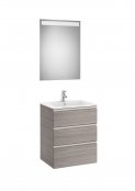 Roca The Gap City Oak 600mm 3 Drawer Vanity Unit with Basin and Eidos LED Mirror