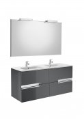 Roca Victoria-N Anthracite Grey 1200mm Double Basin & Base Unit with Mirror and LED Spotlight